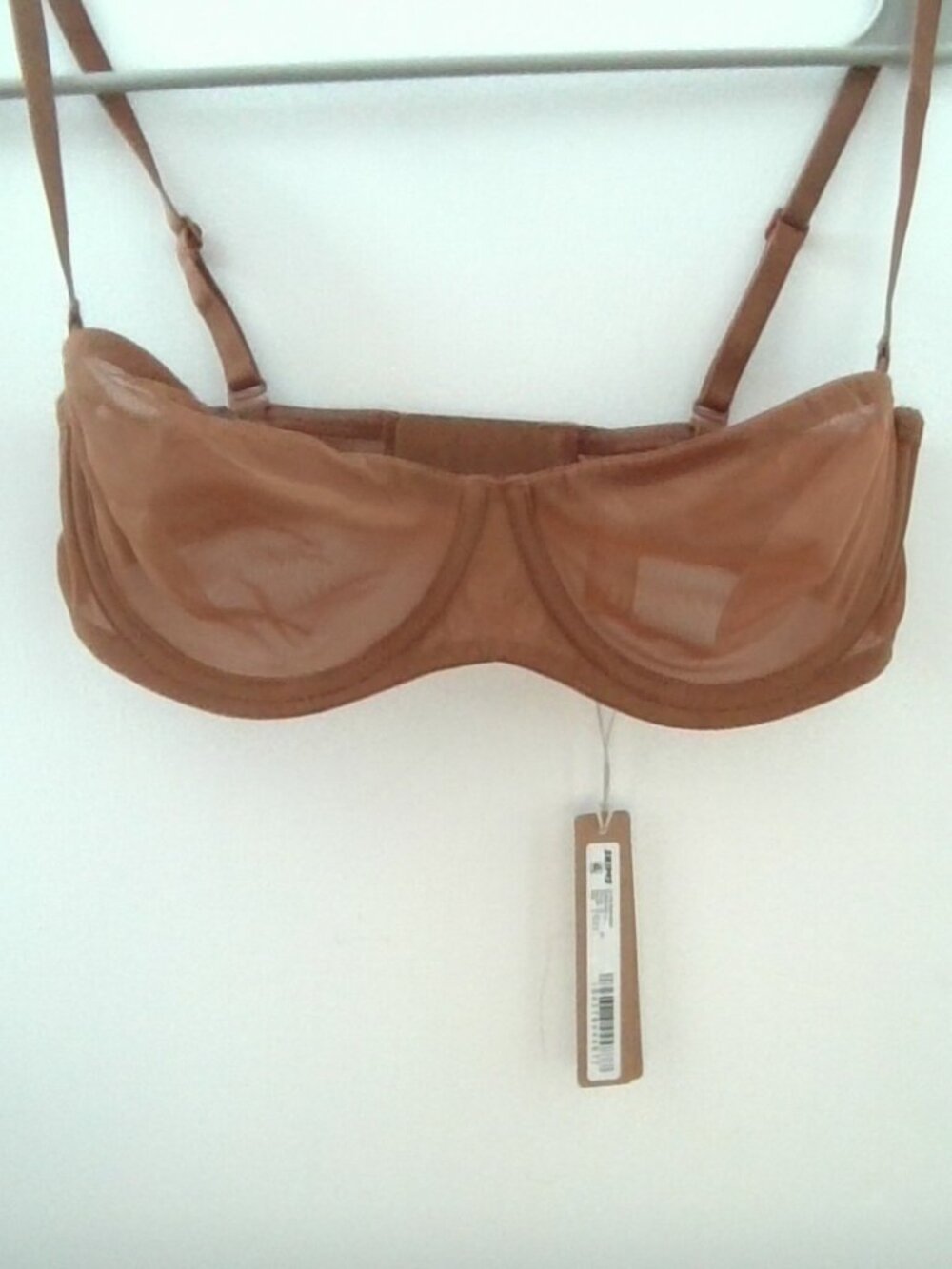SKIMS Ultra Fine Mesh Strapless Bra, Bronze, Size 32C